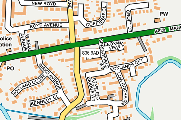 S36 9AD map - OS OpenMap – Local (Ordnance Survey)