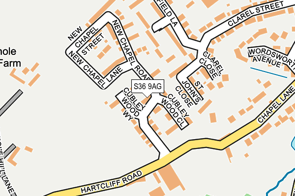 S36 9AG map - OS OpenMap – Local (Ordnance Survey)
