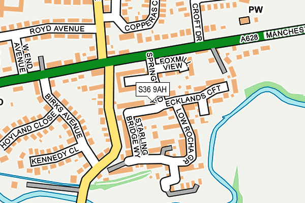 S36 9AH map - OS OpenMap – Local (Ordnance Survey)