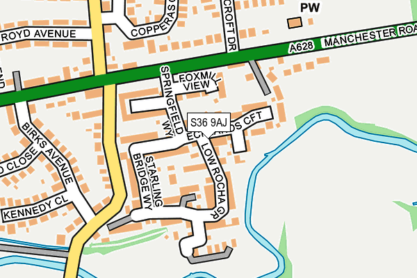 S36 9AJ map - OS OpenMap – Local (Ordnance Survey)