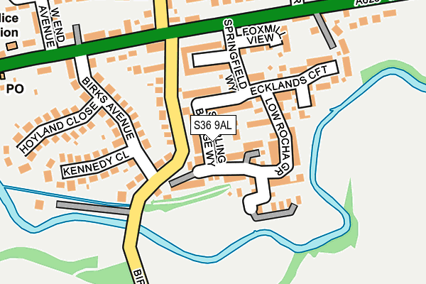 S36 9AL map - OS OpenMap – Local (Ordnance Survey)