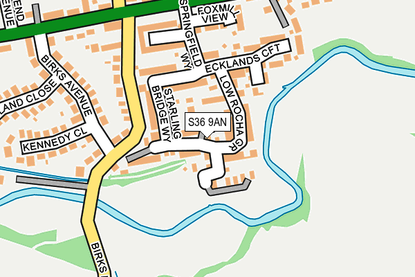 S36 9AN map - OS OpenMap – Local (Ordnance Survey)