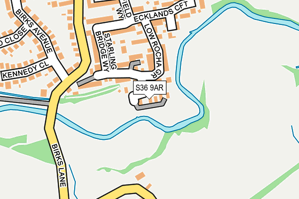 S36 9AR map - OS OpenMap – Local (Ordnance Survey)