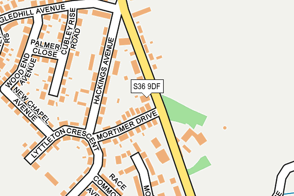 S36 9DF map - OS OpenMap – Local (Ordnance Survey)