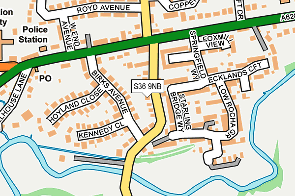 S36 9NB map - OS OpenMap – Local (Ordnance Survey)