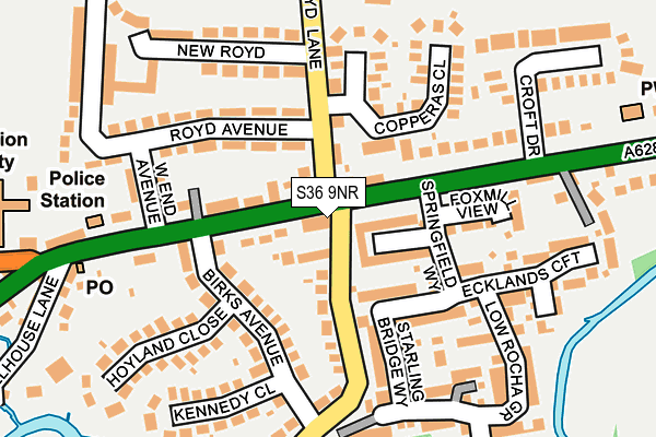 S36 9NR map - OS OpenMap – Local (Ordnance Survey)