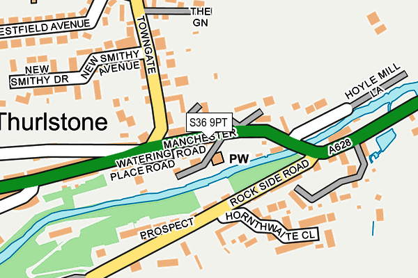 S36 9PT map - OS OpenMap – Local (Ordnance Survey)