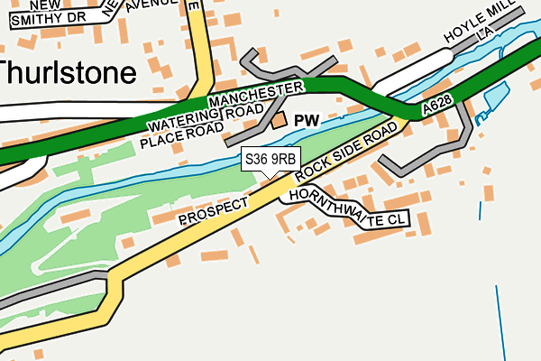 S36 9RB map - OS OpenMap – Local (Ordnance Survey)