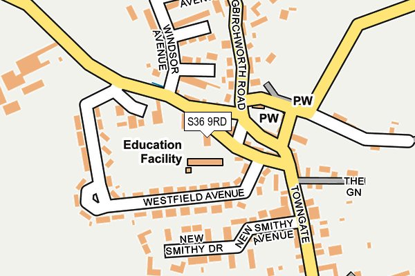 S36 9RD map - OS OpenMap – Local (Ordnance Survey)