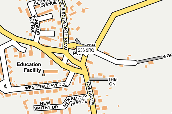 S36 9RQ map - OS OpenMap – Local (Ordnance Survey)