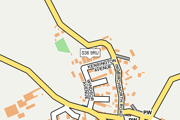 S36 9RU map - OS OpenMap – Local (Ordnance Survey)