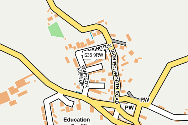 S36 9RW map - OS OpenMap – Local (Ordnance Survey)