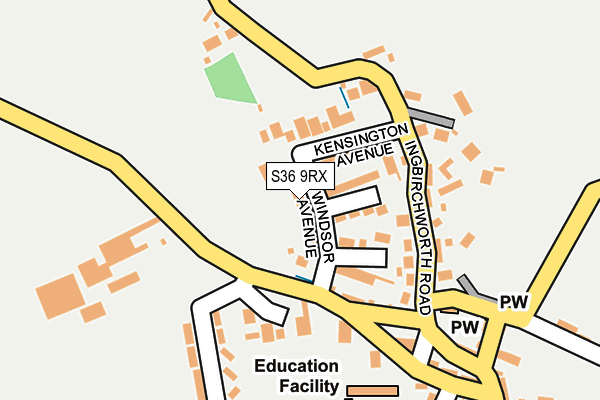 S36 9RX map - OS OpenMap – Local (Ordnance Survey)