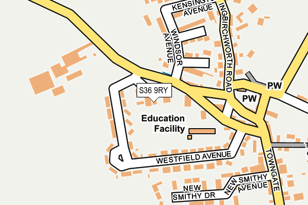 S36 9RY map - OS OpenMap – Local (Ordnance Survey)