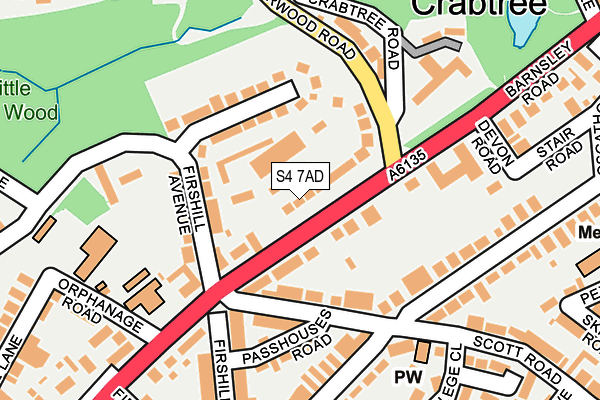 S4 7AD map - OS OpenMap – Local (Ordnance Survey)