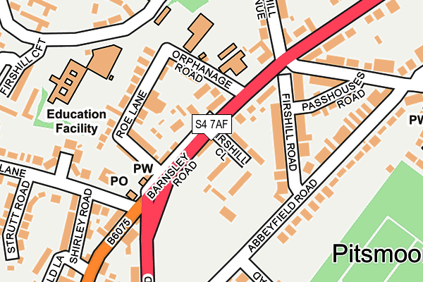 S4 7AF map - OS OpenMap – Local (Ordnance Survey)