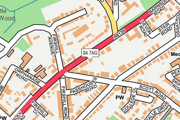 S4 7AG map - OS OpenMap – Local (Ordnance Survey)