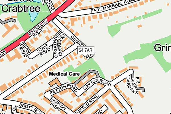 S4 7AR map - OS OpenMap – Local (Ordnance Survey)