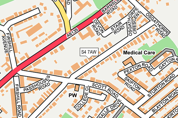 S4 7AW map - OS OpenMap – Local (Ordnance Survey)