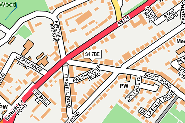 S4 7BE map - OS OpenMap – Local (Ordnance Survey)