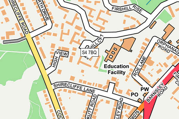 S4 7BQ map - OS OpenMap – Local (Ordnance Survey)