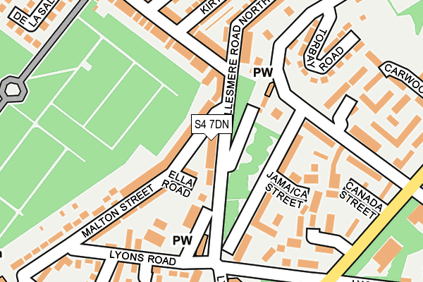 S4 7DN map - OS OpenMap – Local (Ordnance Survey)