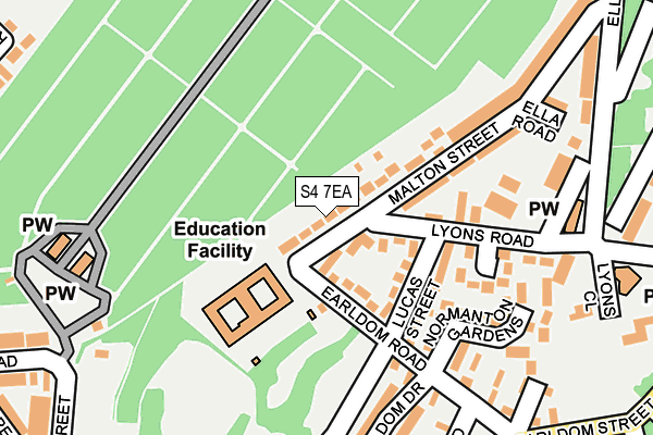 S4 7EA map - OS OpenMap – Local (Ordnance Survey)