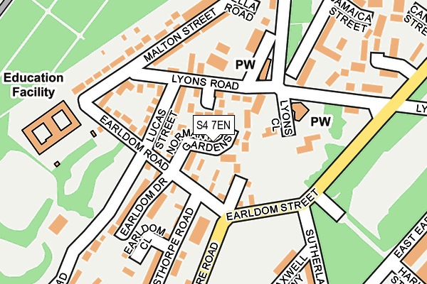 S4 7EN map - OS OpenMap – Local (Ordnance Survey)