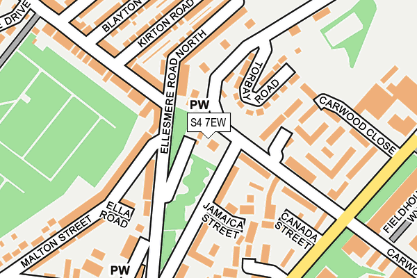 S4 7EW map - OS OpenMap – Local (Ordnance Survey)