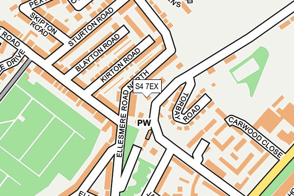 S4 7EX map - OS OpenMap – Local (Ordnance Survey)