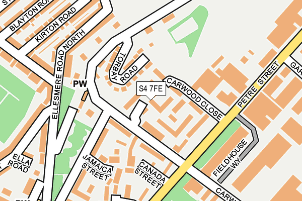 S4 7FE map - OS OpenMap – Local (Ordnance Survey)