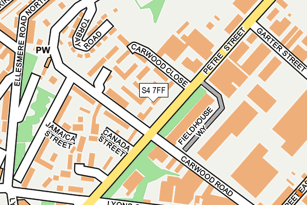 S4 7FF map - OS OpenMap – Local (Ordnance Survey)