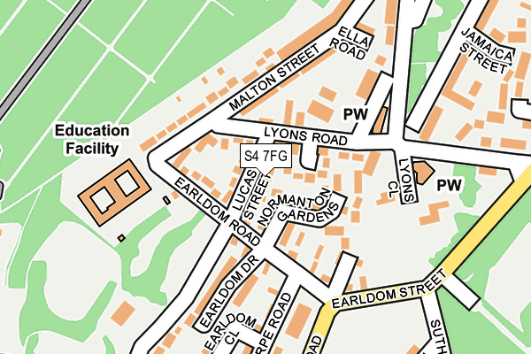S4 7FG map - OS OpenMap – Local (Ordnance Survey)