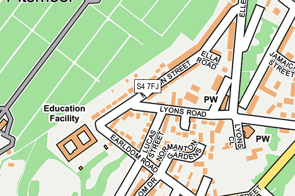 S4 7FJ map - OS OpenMap – Local (Ordnance Survey)
