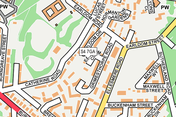 S4 7GA map - OS OpenMap – Local (Ordnance Survey)
