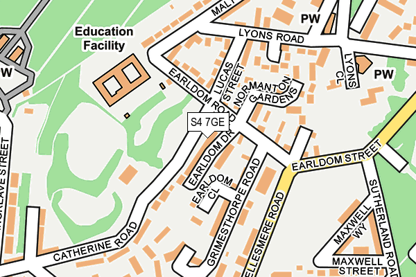 S4 7GE map - OS OpenMap – Local (Ordnance Survey)