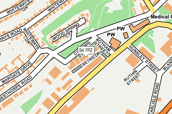 S4 7PZ map - OS OpenMap – Local (Ordnance Survey)