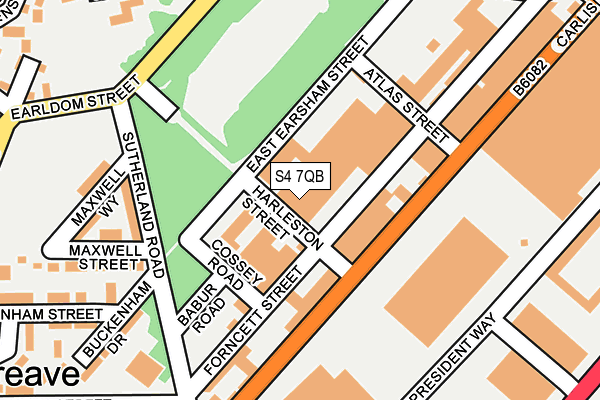S4 7QB map - OS OpenMap – Local (Ordnance Survey)