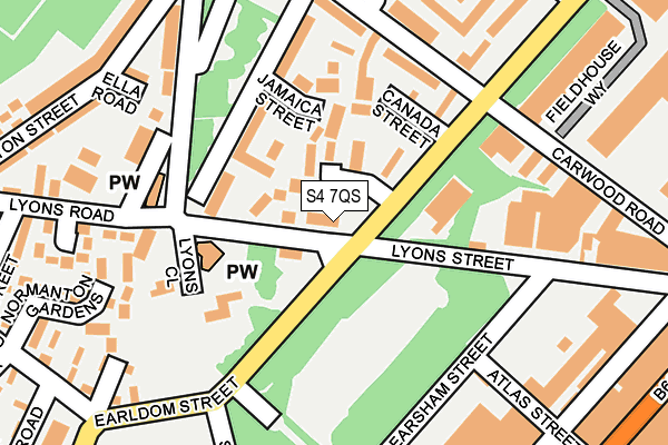 S4 7QS map - OS OpenMap – Local (Ordnance Survey)