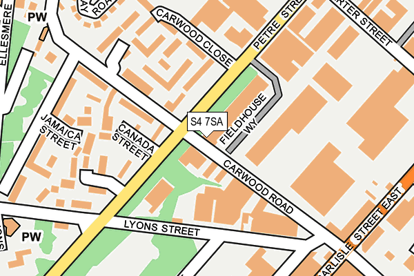 S4 7SA map - OS OpenMap – Local (Ordnance Survey)
