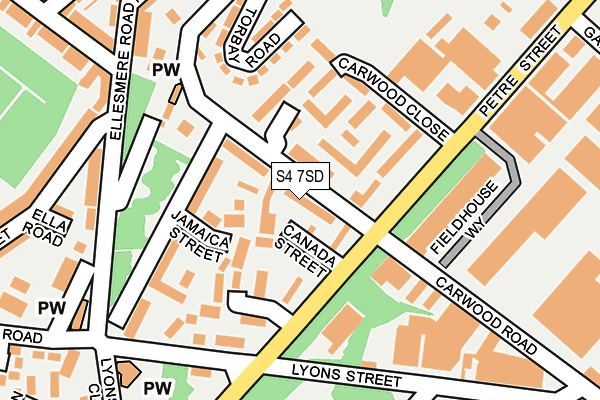 S4 7SD map - OS OpenMap – Local (Ordnance Survey)