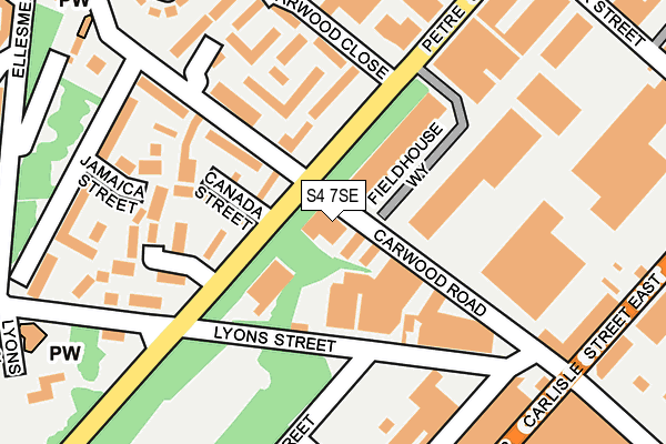 S4 7SE map - OS OpenMap – Local (Ordnance Survey)
