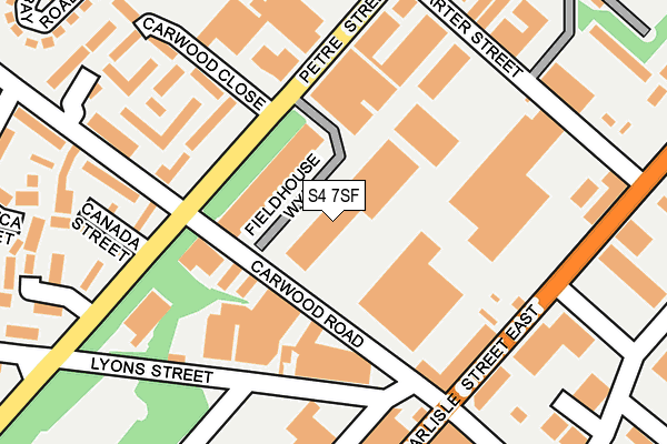 S4 7SF map - OS OpenMap – Local (Ordnance Survey)
