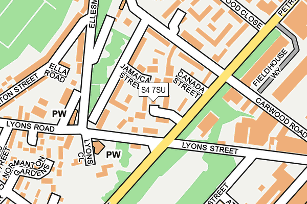 S4 7SU map - OS OpenMap – Local (Ordnance Survey)