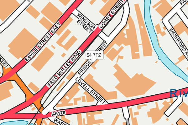 S4 7TZ map - OS OpenMap – Local (Ordnance Survey)