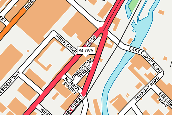 S4 7WA map - OS OpenMap – Local (Ordnance Survey)