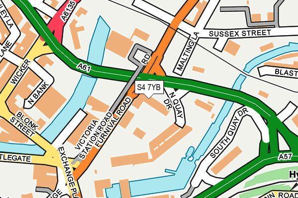 S4 7YB map - OS OpenMap – Local (Ordnance Survey)