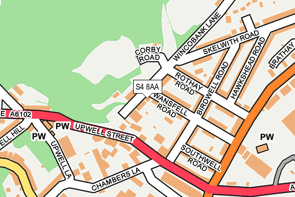 S4 8AA map - OS OpenMap – Local (Ordnance Survey)