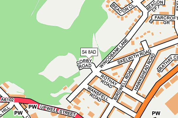 S4 8AD map - OS OpenMap – Local (Ordnance Survey)