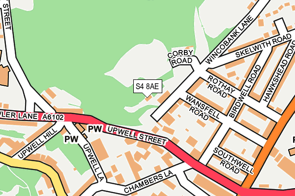S4 8AE map - OS OpenMap – Local (Ordnance Survey)